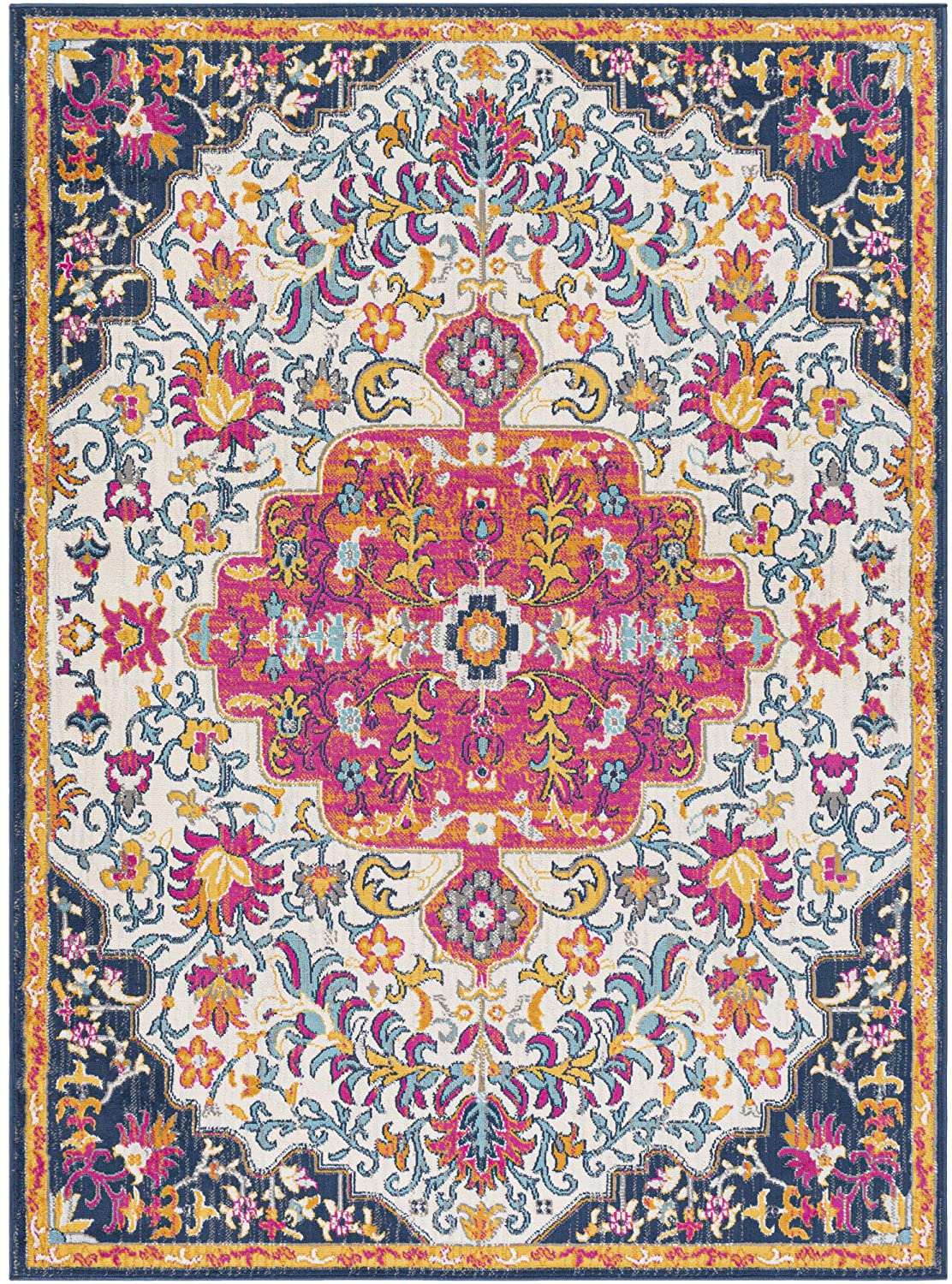 Carldale Distressed Ivory Pink Soft Area Rug