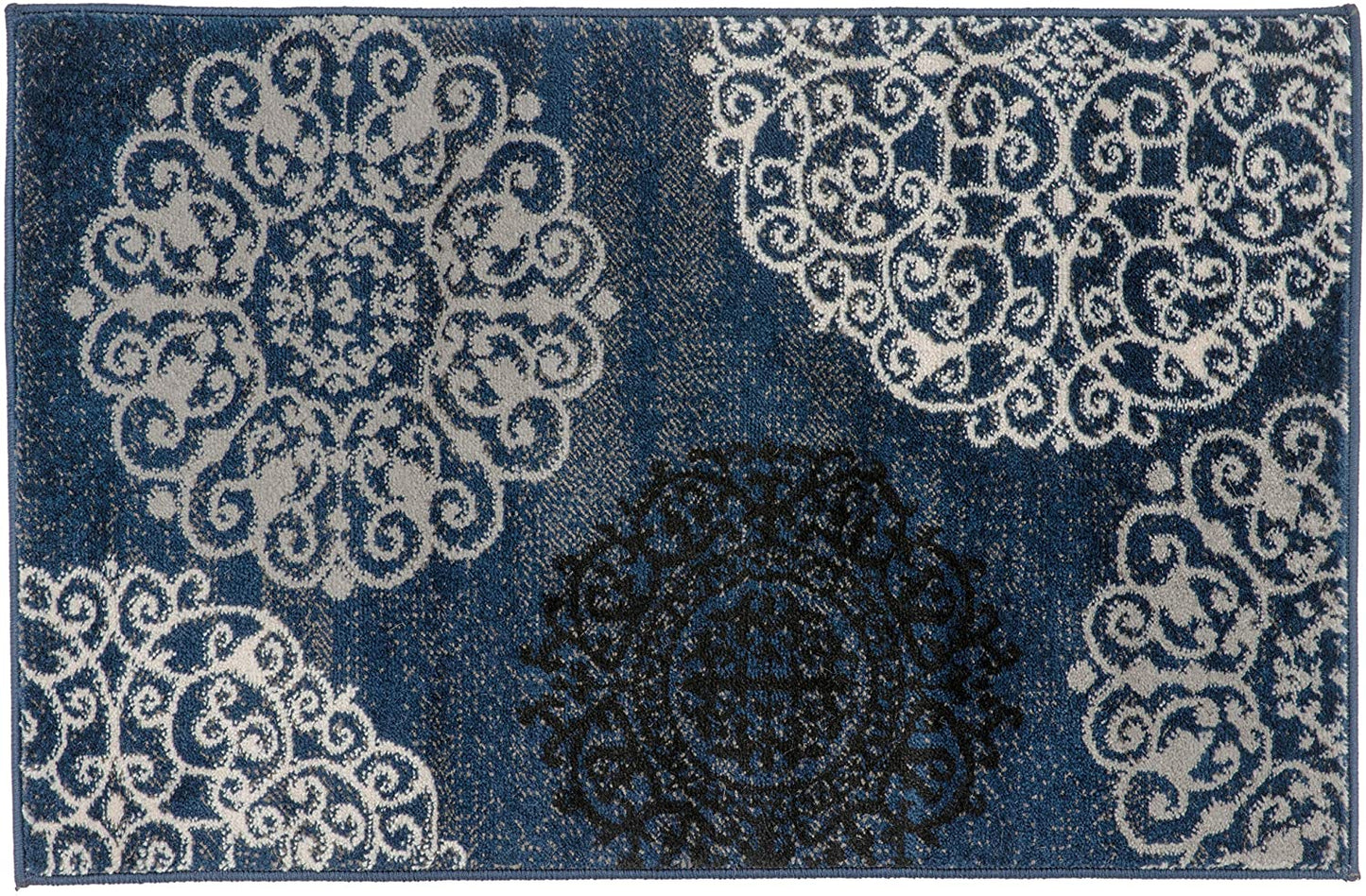 Contemporary Modern Floral Area Rug Black