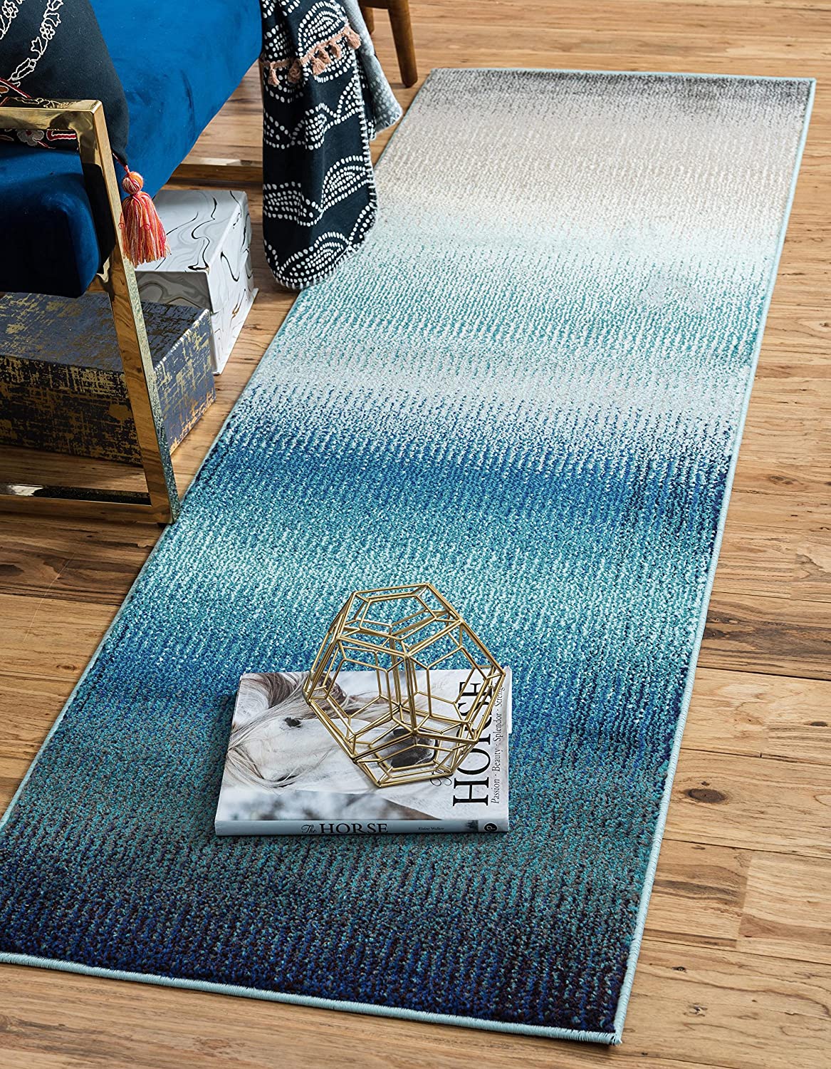 Estrella Collection Vibrant Abstract Blue Area Rug