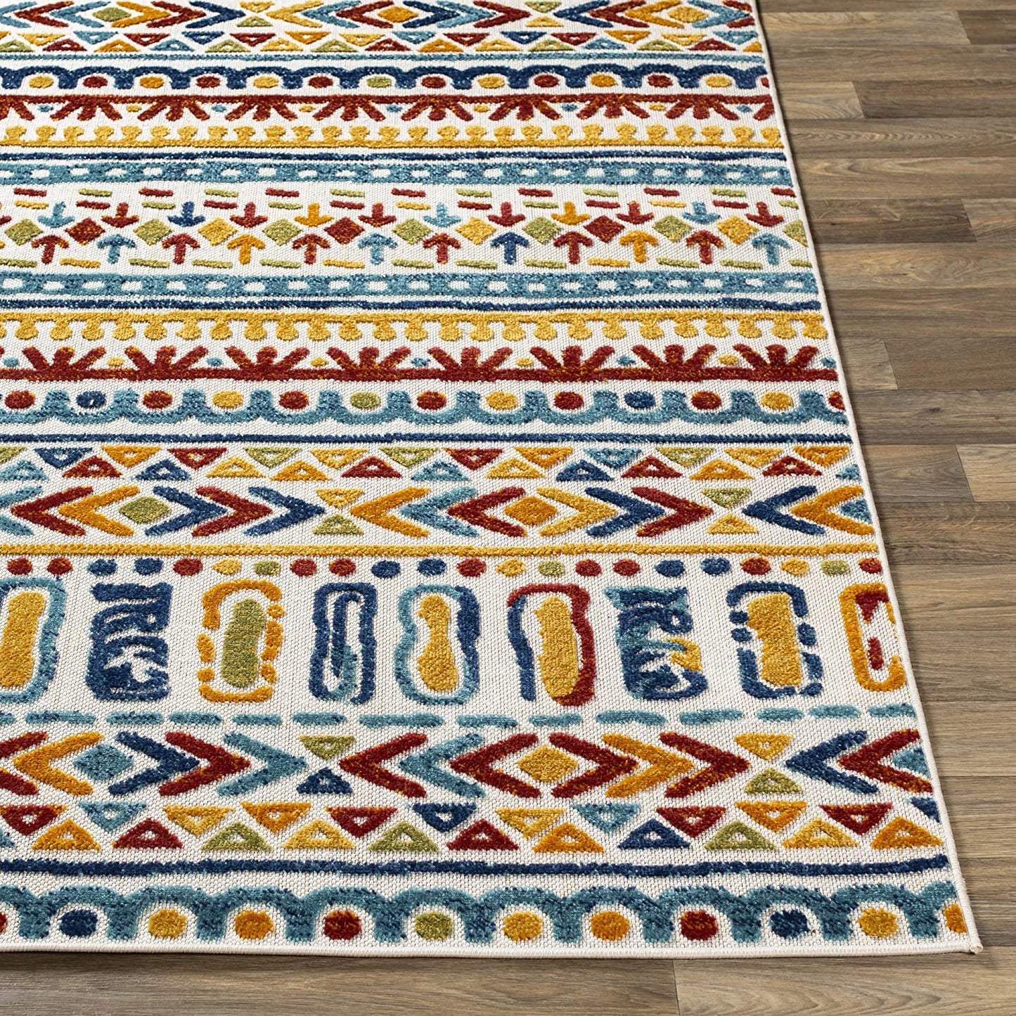 Eclectic Aqua Ivory Multi Area Rug