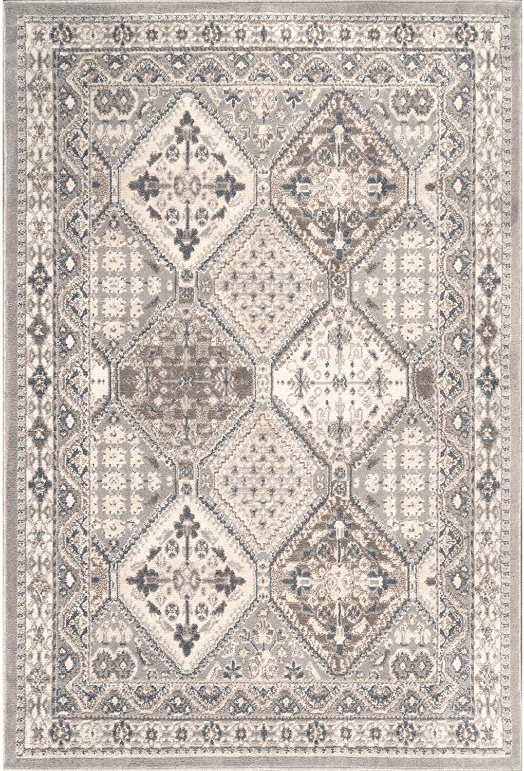 Becca Vintage Tile Area Rug, Oval, Grey