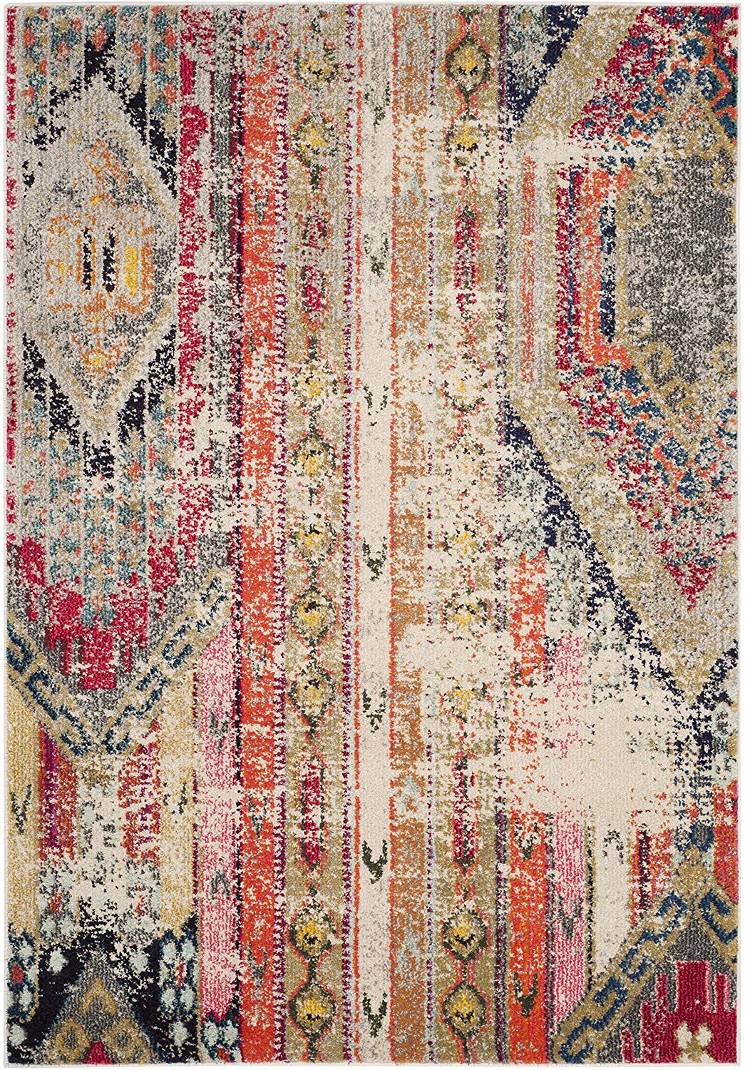Distressed Light Grey Multi-color Soft Area Rug
