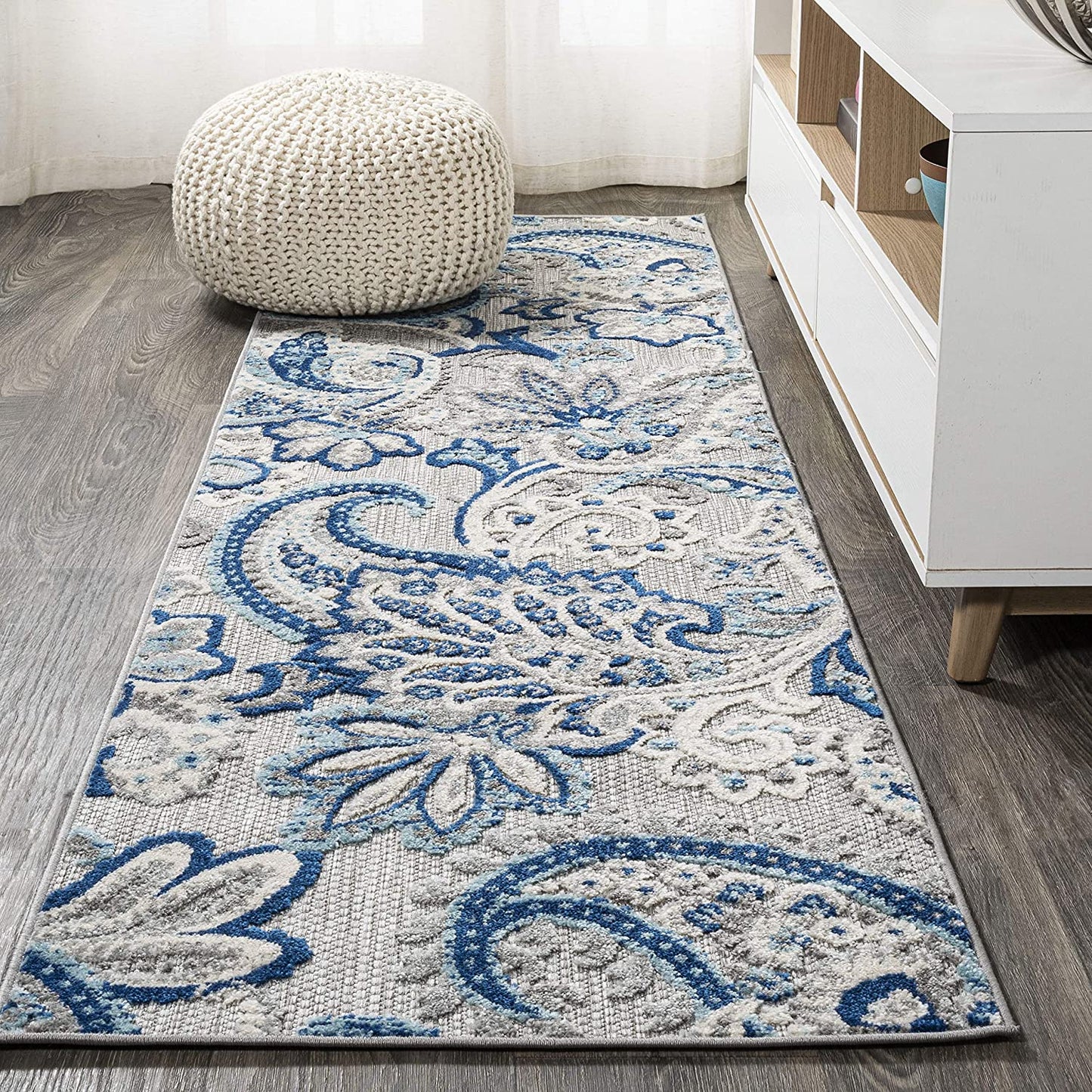 Gordes Paisley Indoor/Outdoor Area Rug Light Gray/Blue