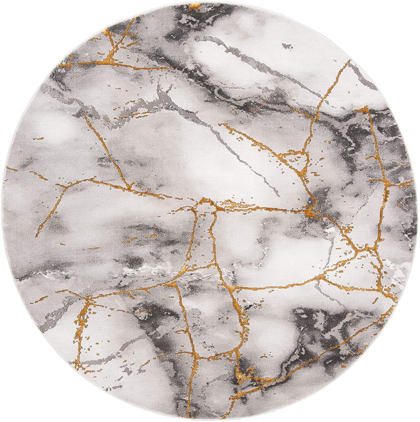 Modern Abstract Area Rug,  Grey/Gold