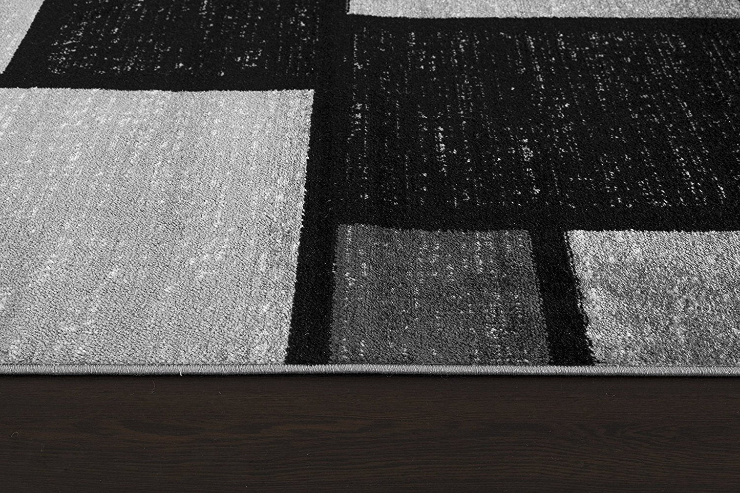 Gray/Grey Black Abstract Area Rug