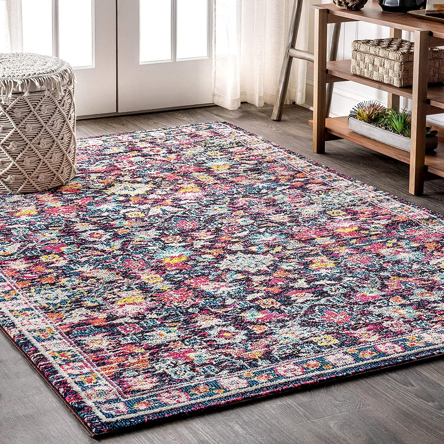 Modern Persian Boho Floral Multi/Purple Soft Area Rugs
