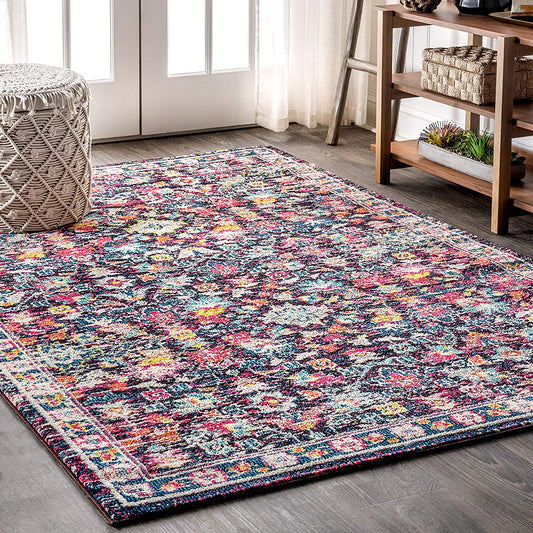 Modern Persian Boho Floral Multi/Purple Soft Area Rugs