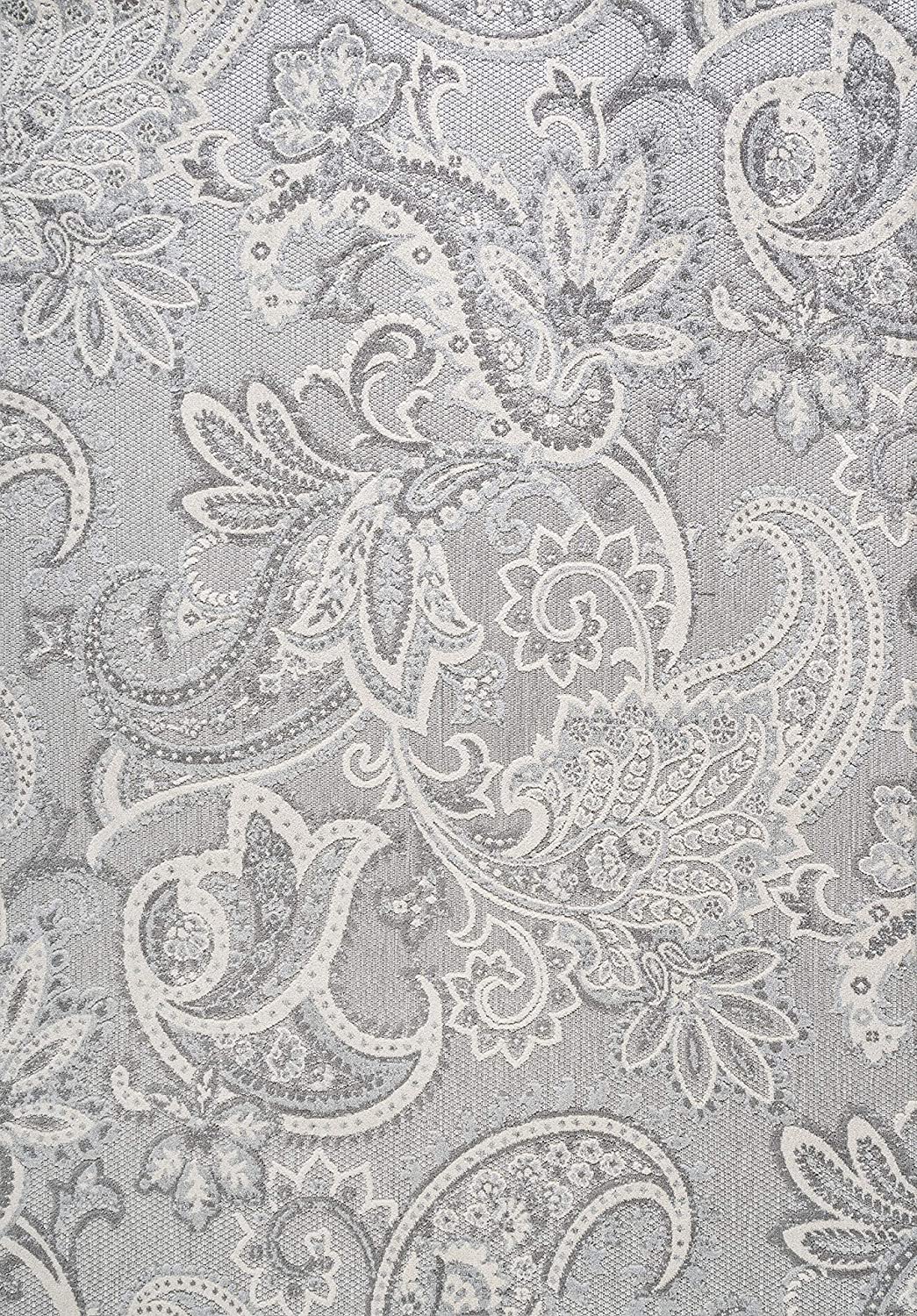 Gordes Paisley Indoor/Outdoor Light Gray/Ivory Rug