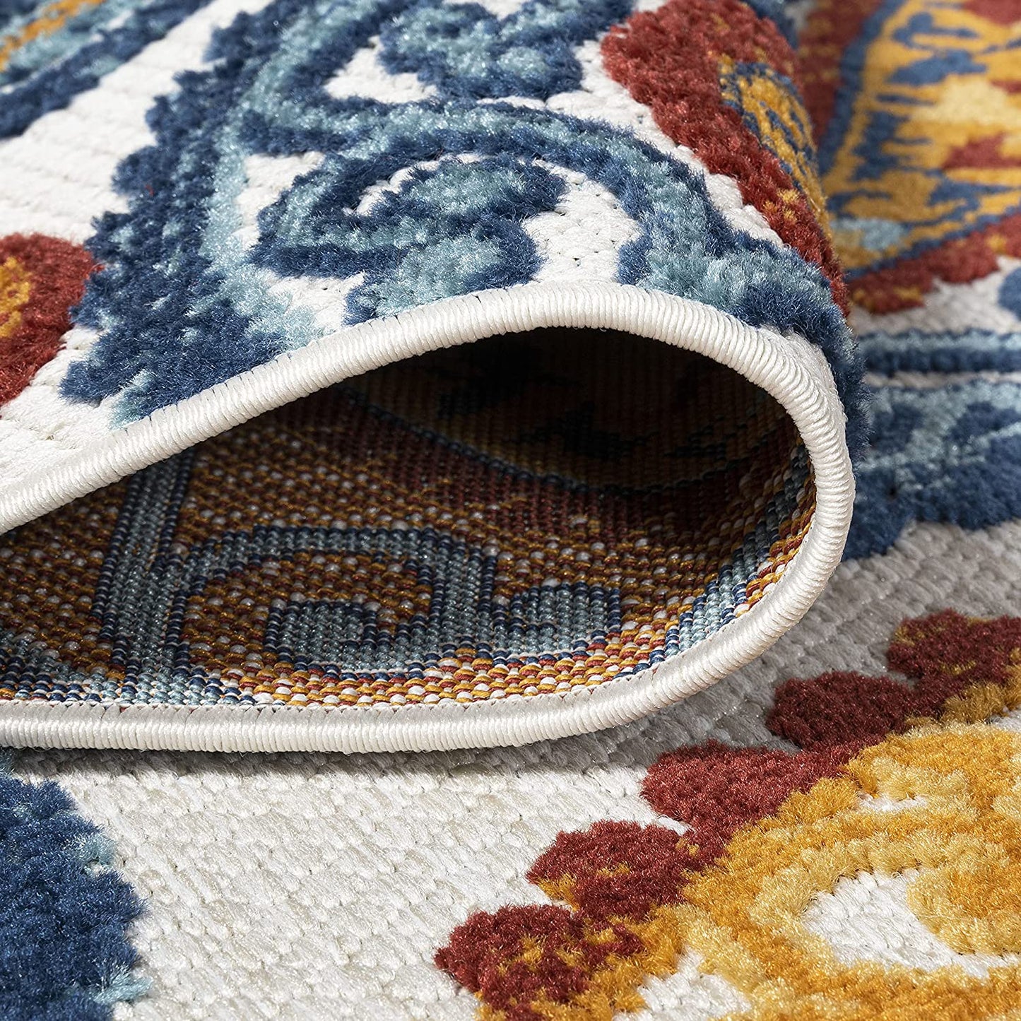 Julien Paisley High-Low Soft Area Rug Indoor Blue/Light Gray