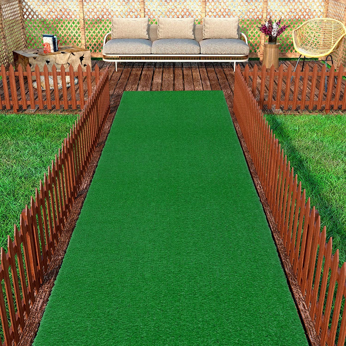 Evergreen Artificial Turf Area Rug, 2'7" x 9'10", Green