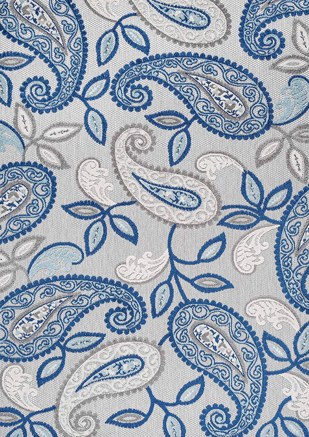 Julien Paisley High-Low Soft Area Rug Indoor Blue/Light Gray