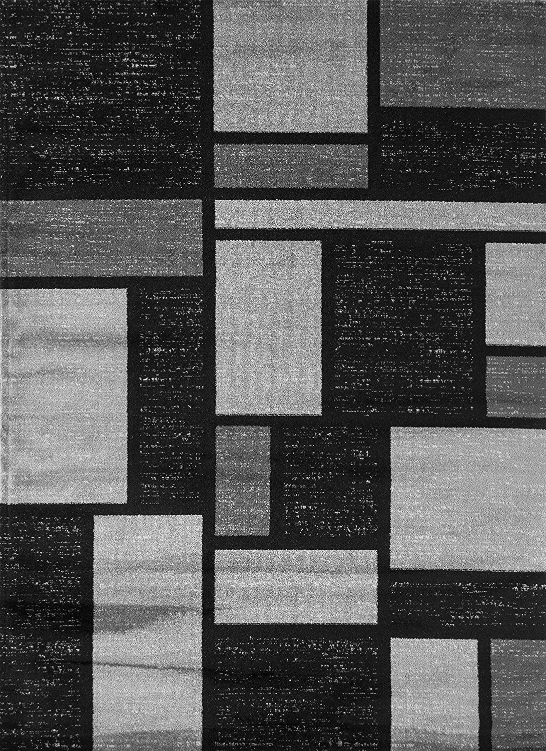 Gray/Grey Black Abstract Area Rug