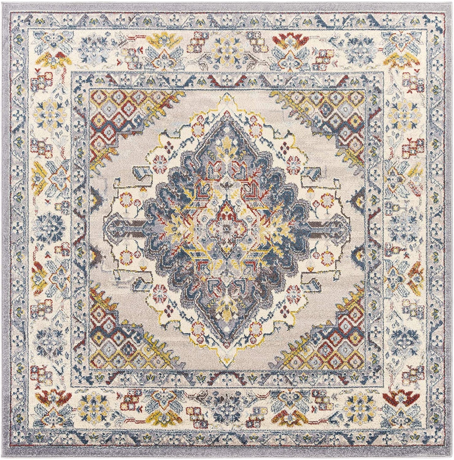 Anja Oriental Medallion Area Rug, Grey