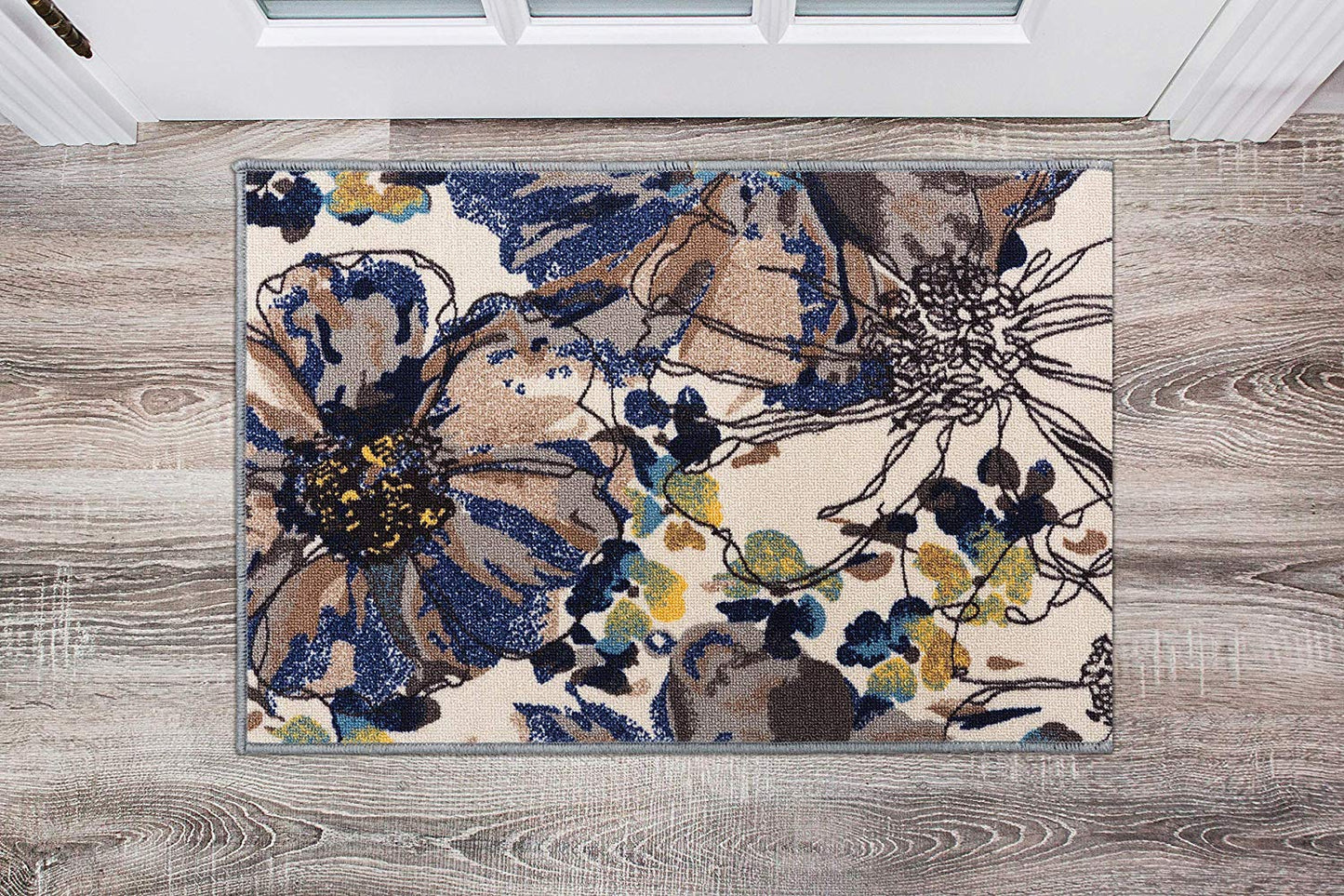 Floral Cream Multicolor Area Rug Non-Slip Non Skid