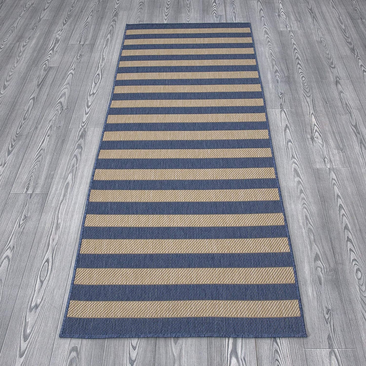 Jardin Indoor/Outdoor Stripe Rug, Navy Ivory