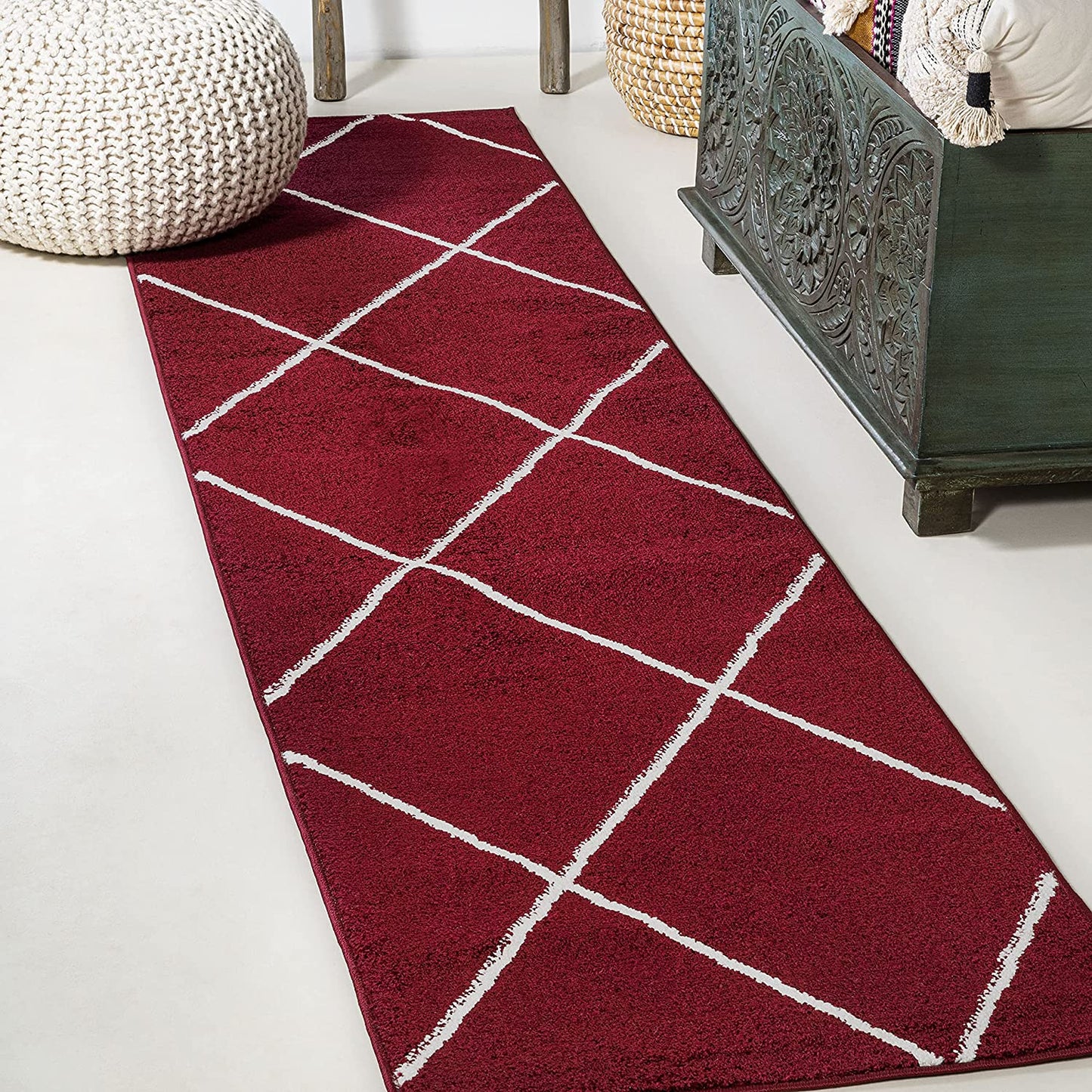 Minimalist Diamond Trellis soft Area Rug