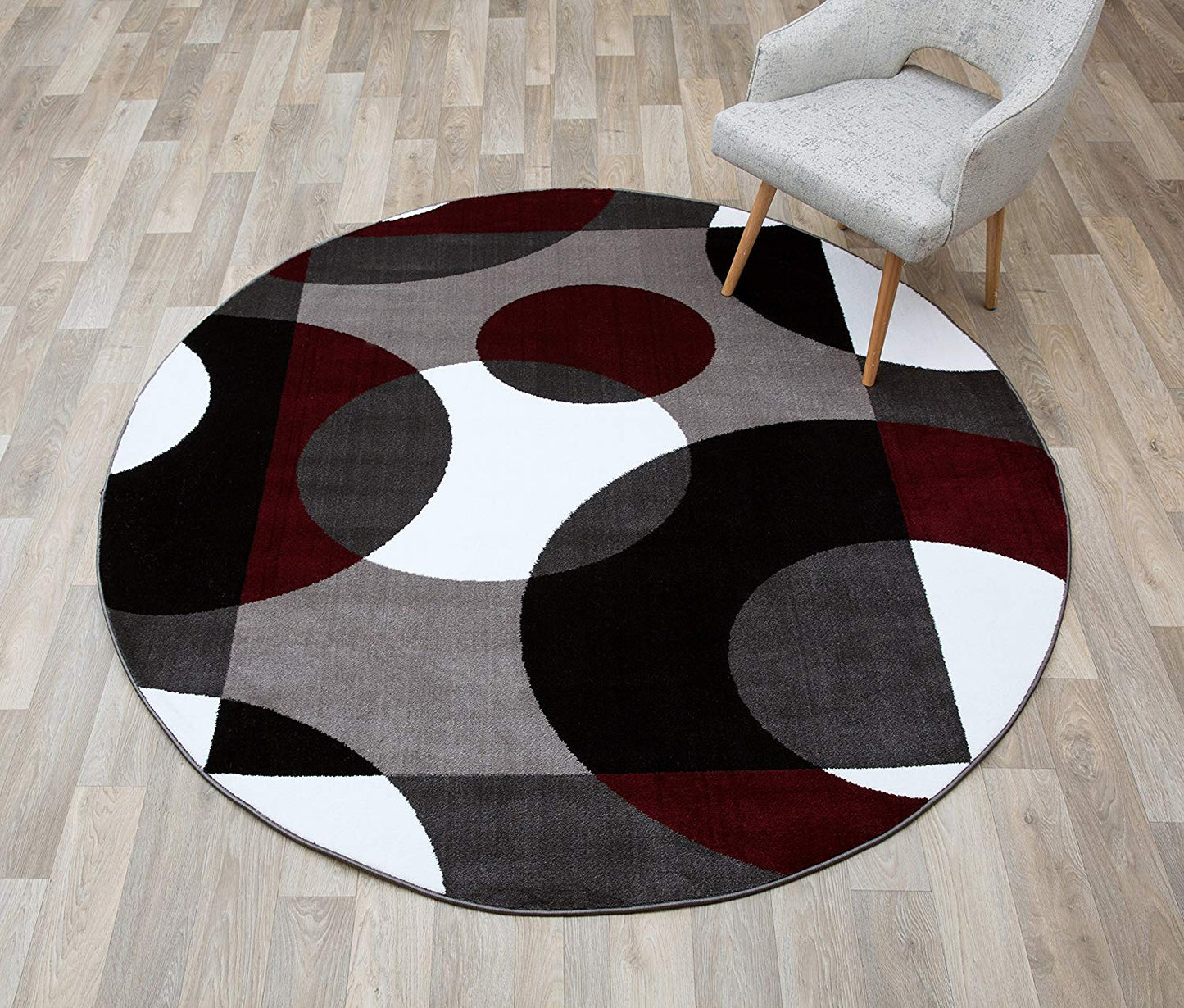 Circle Gray/Grey Burgundy Area Rug