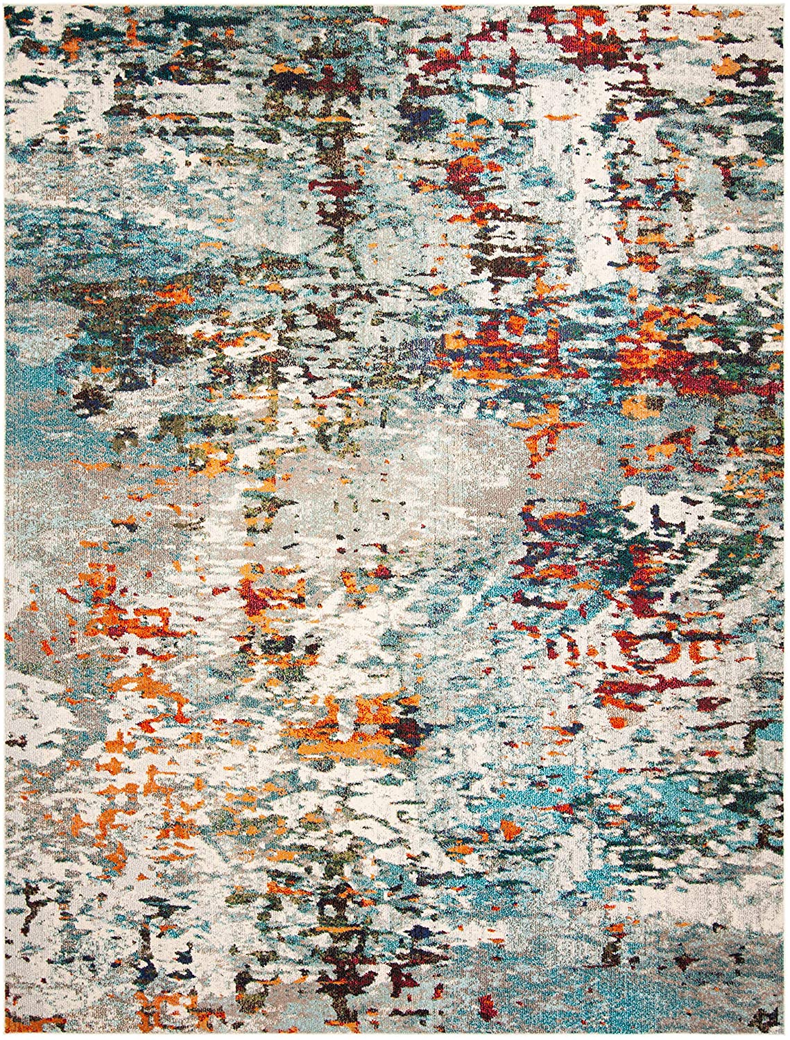 Modern Abstract Soft Area Rug, Grey / Blue