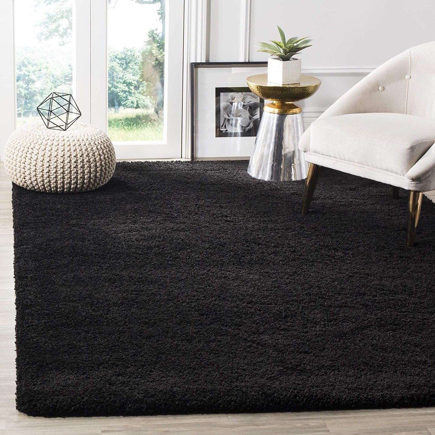 Black Soft Plush Shag Area Rug