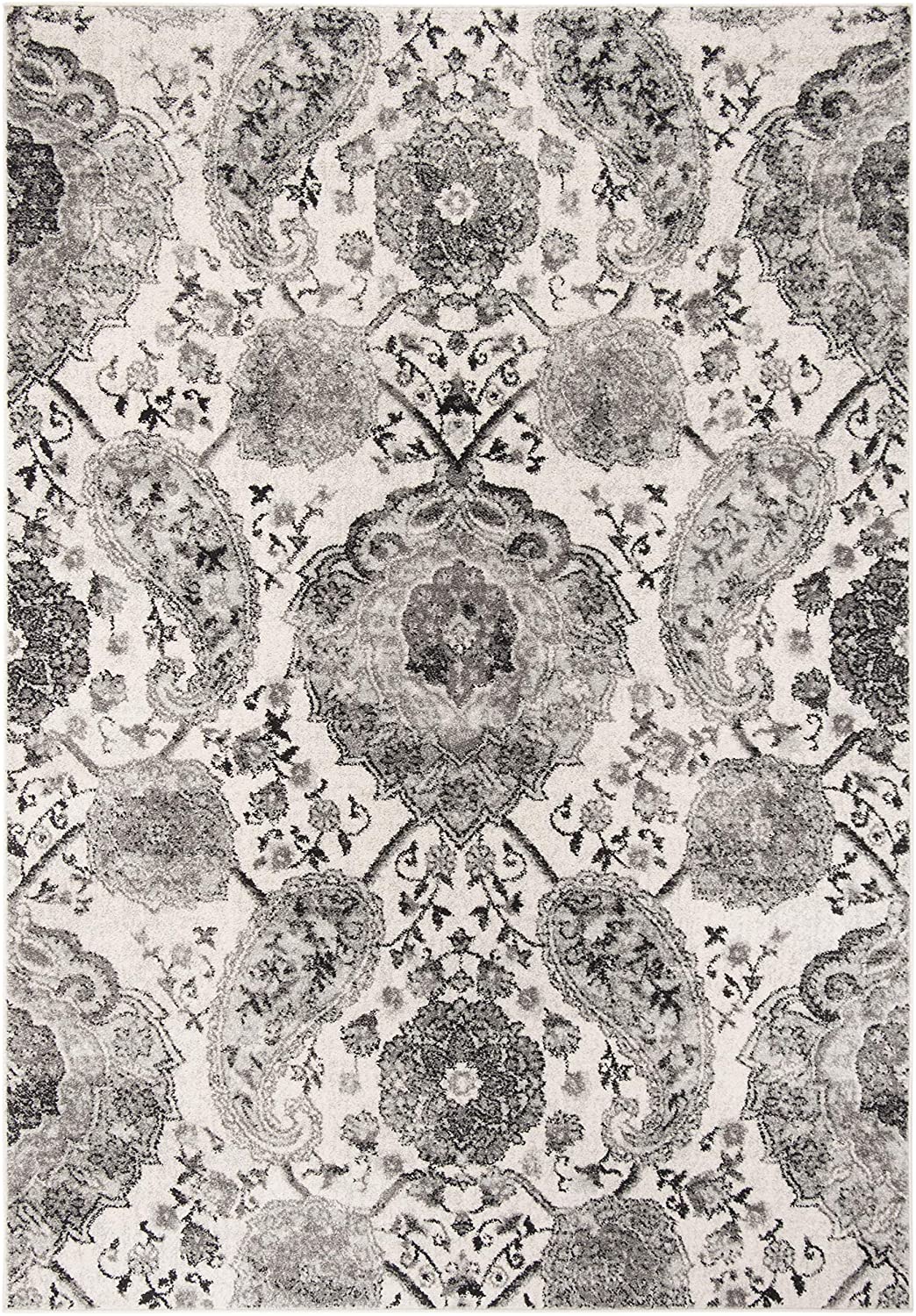 Floral Cream/ Silver Soft Area Rugs