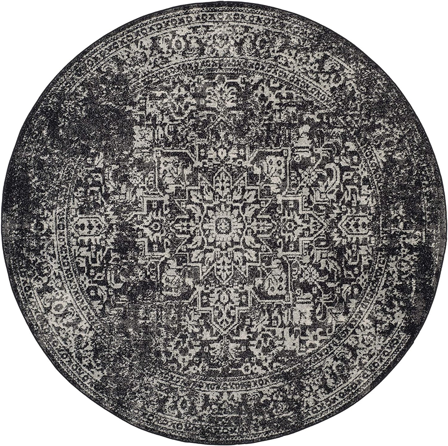 Vintage Oriental Black Grey Soft Area Rug