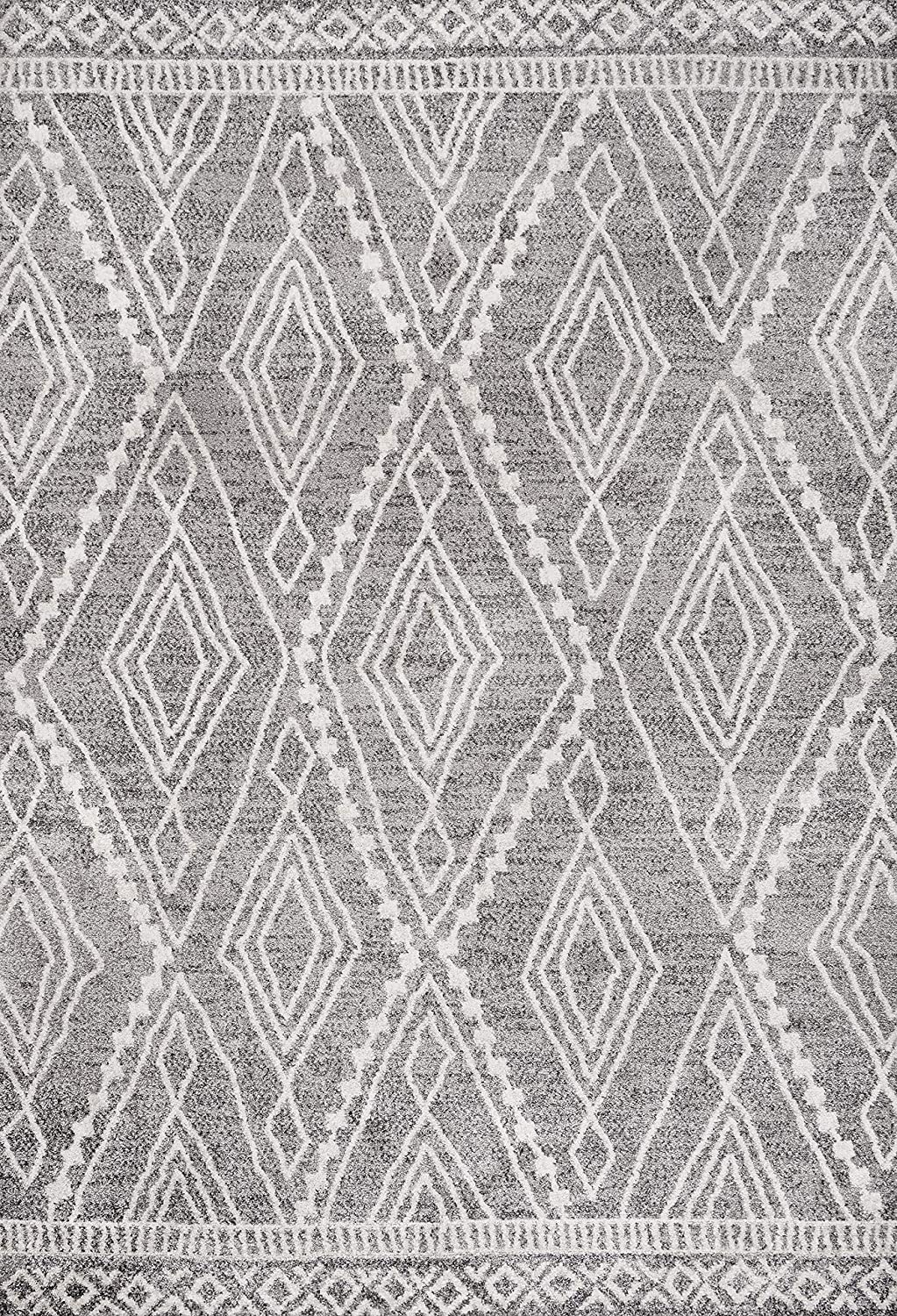 Moroccan Style Diamond Gray/Ivory Soft Area Rug