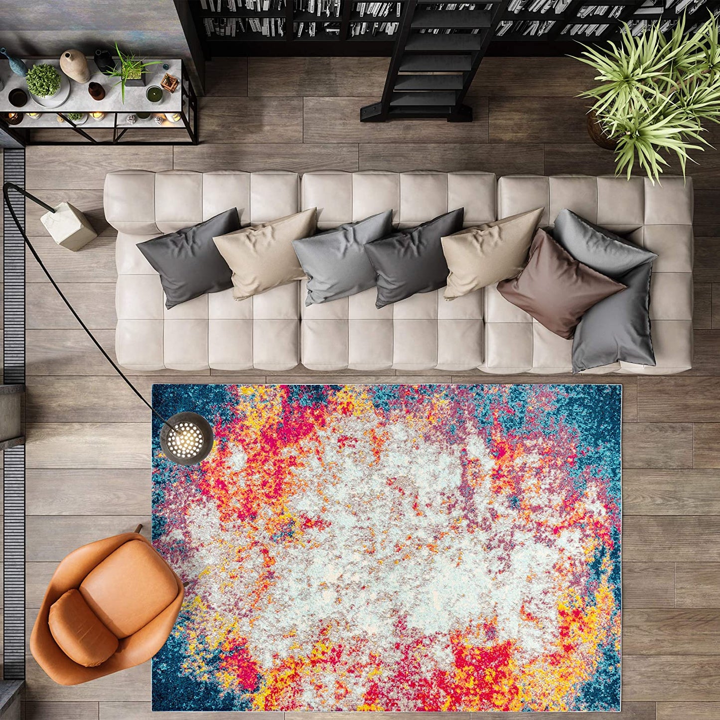 JONATHAN Y Contemporary POP Modern Abstract Multi/Yellow soft Area Rug