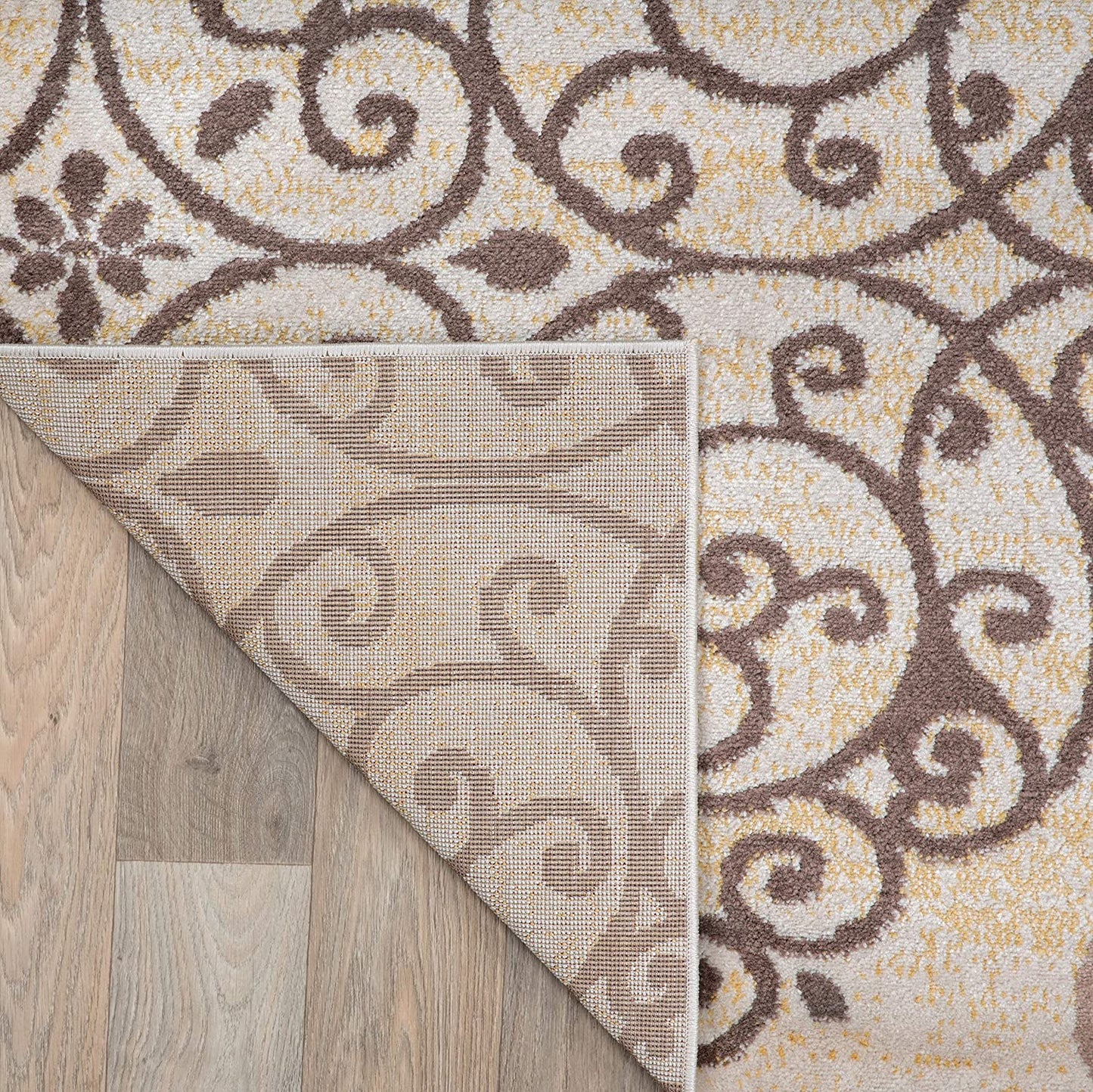 Contemporary Modern Floral Area Rug Black