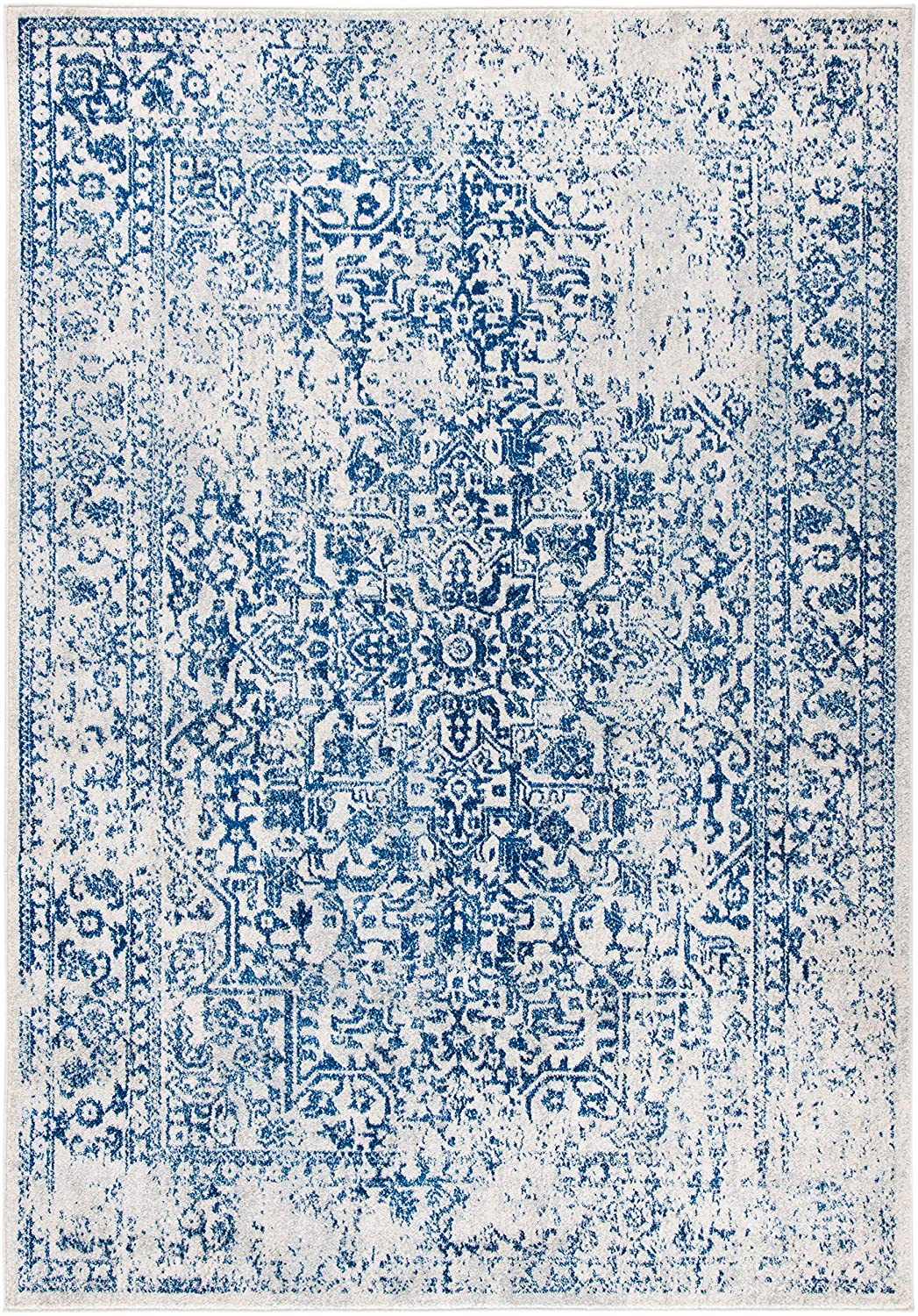 Vintage Oriental Silver and Ivory Area Rug