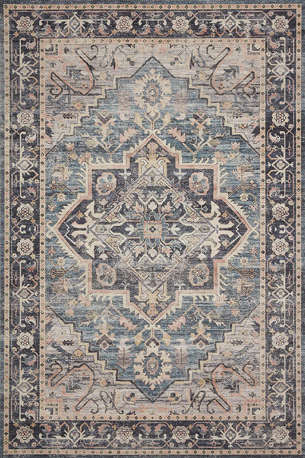 Hathaway Collection HTH-04 Beige / Multi, Traditional Area Rug