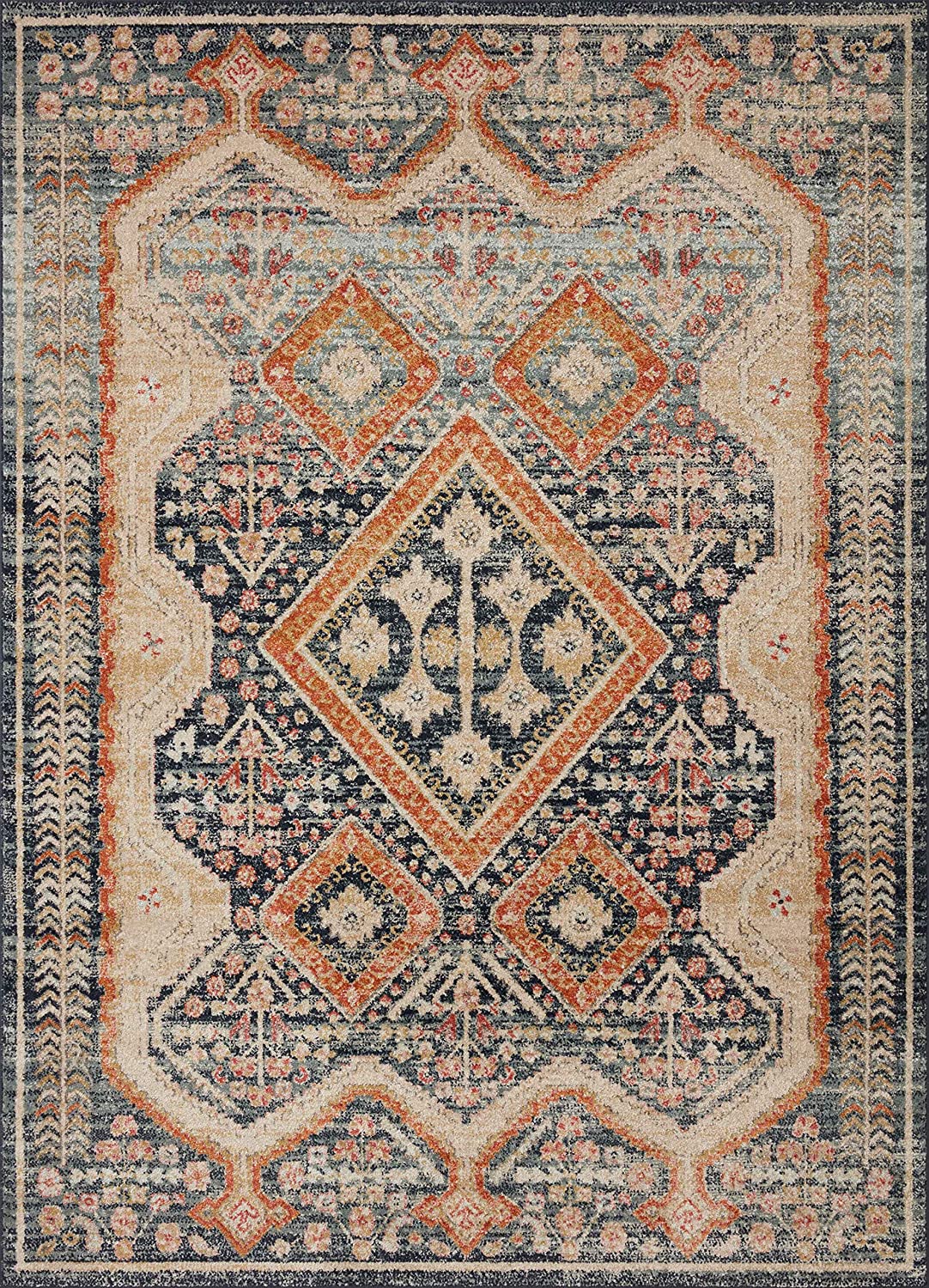 Jocelyn Collection Navy / Multi, Transitional Soft Area Rug