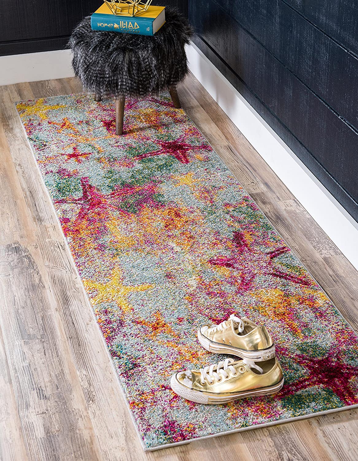 Coastal Modern Bright Colors Multi/Gray Starfish Soft Area Rug