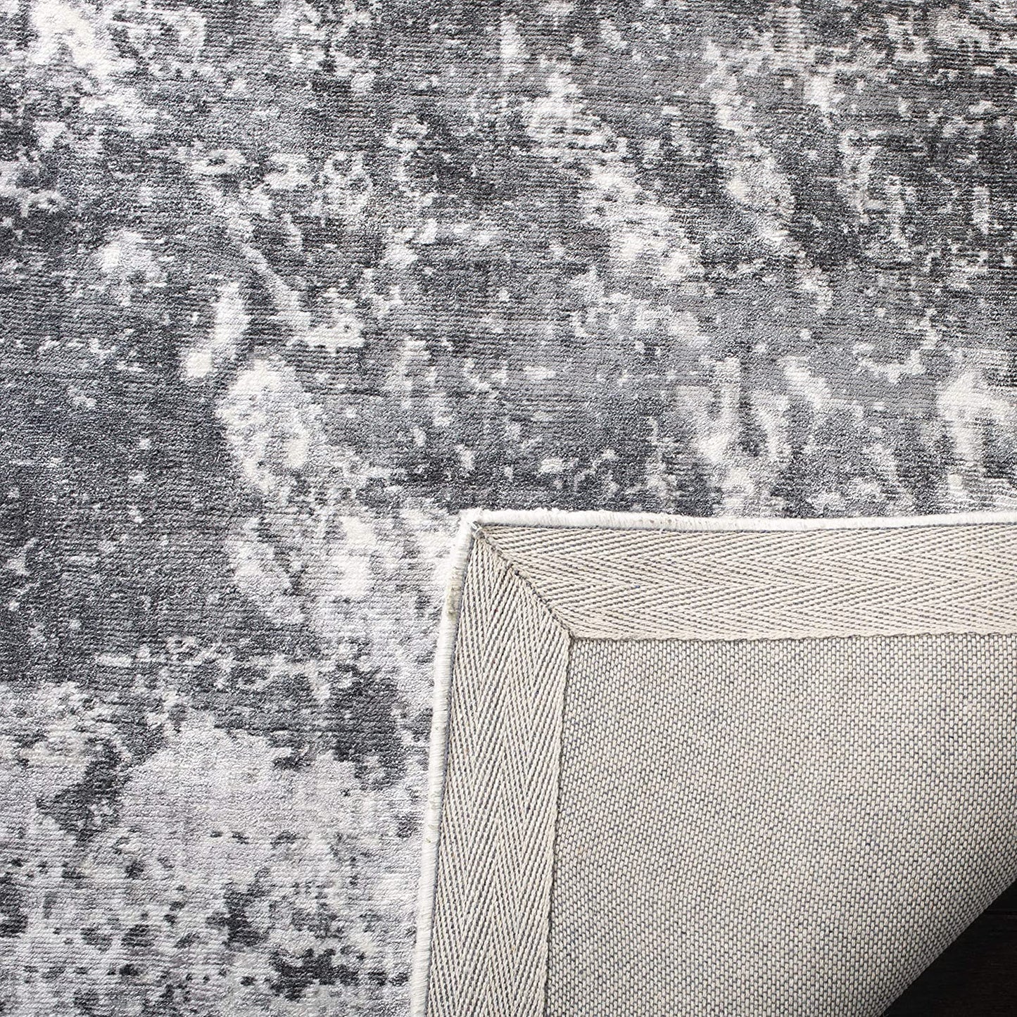 Mirage Collection MIR756M Handmade Modern Abstract Viscose Area Rug Blue / Ivory