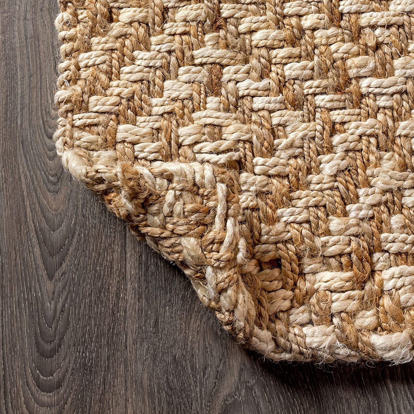 Hira Hand Woven Diamond Chunky Jute Natural soft Area Rug