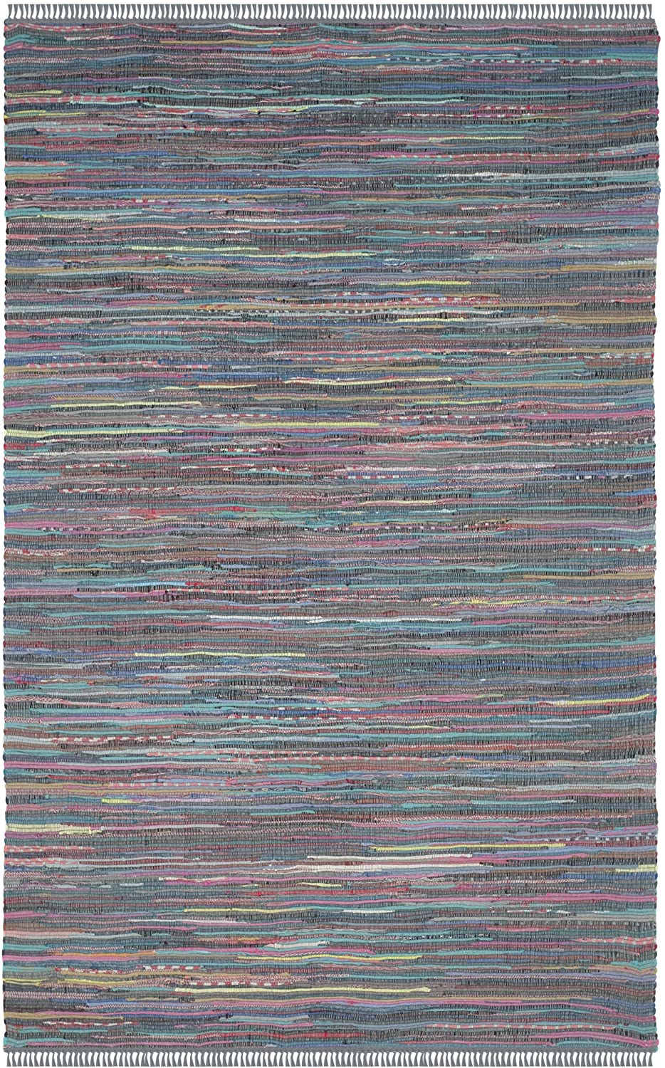 Hand Woven Aqua and Multi Cotton Area Rug