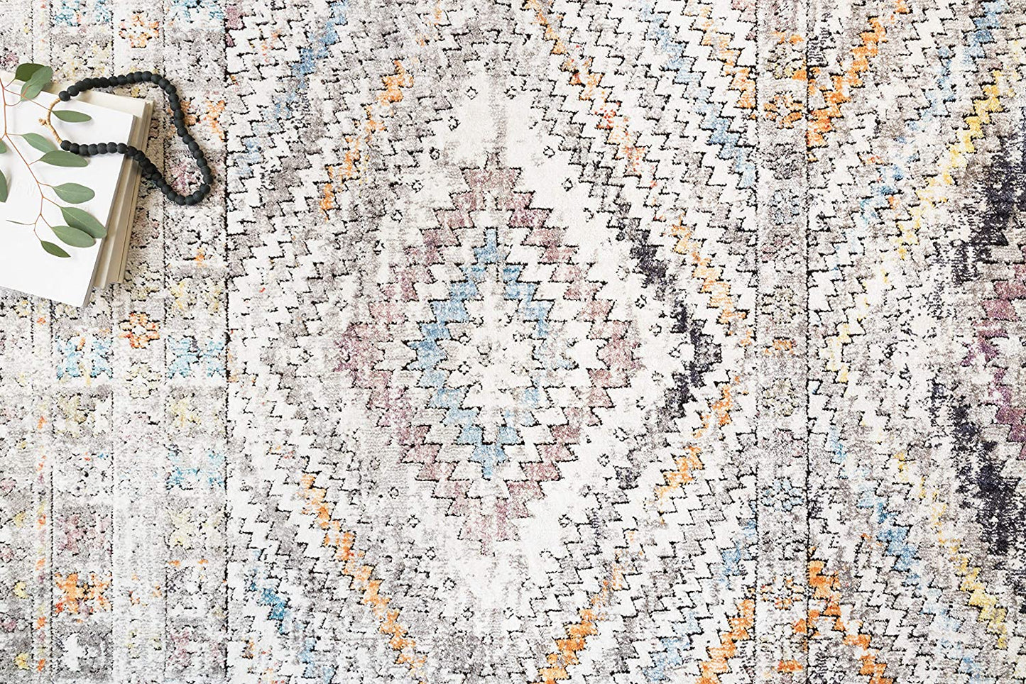 Dante Collection Soft Area Rug Ivory/Multi