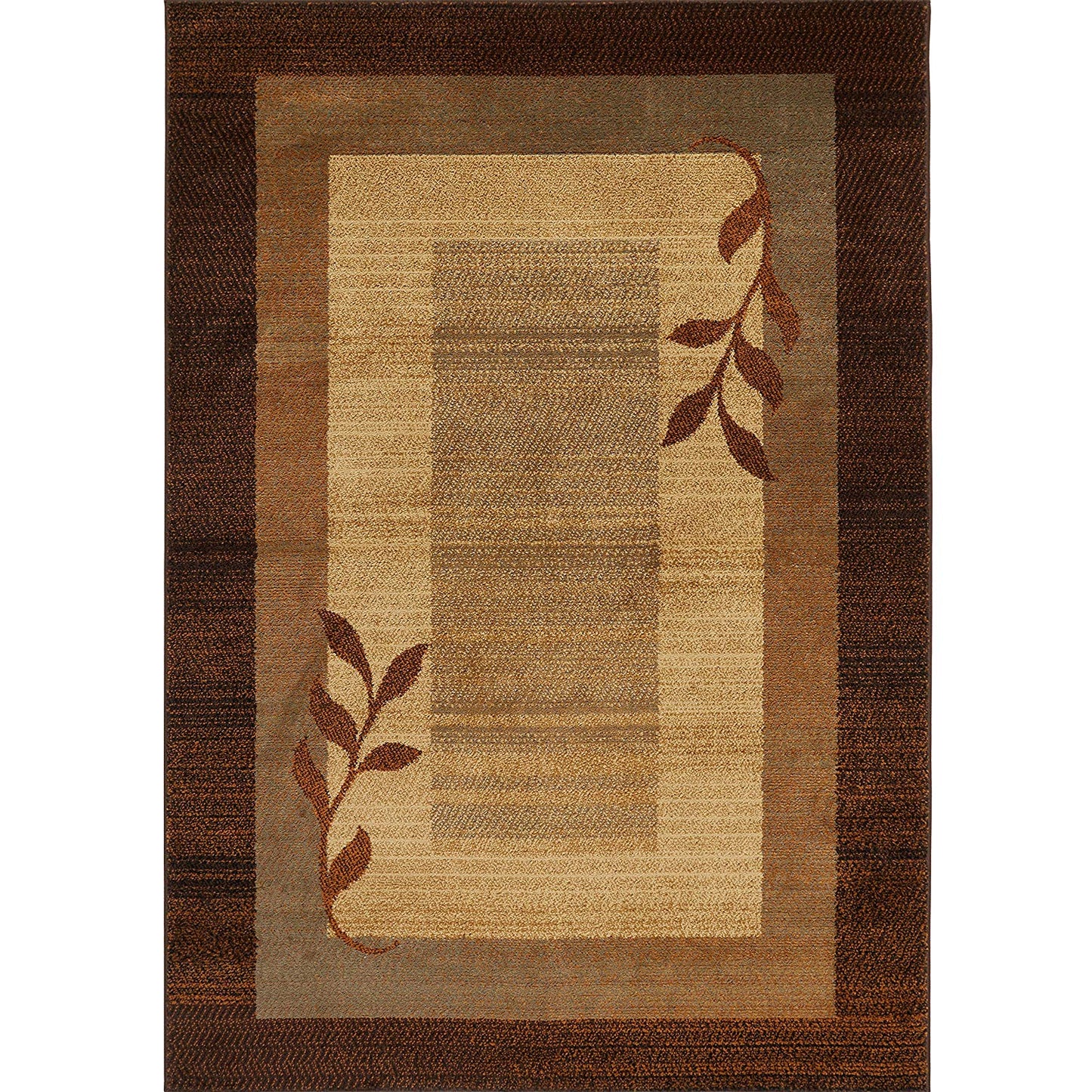 Bordered Design Brown Beige Soft Area Rugs