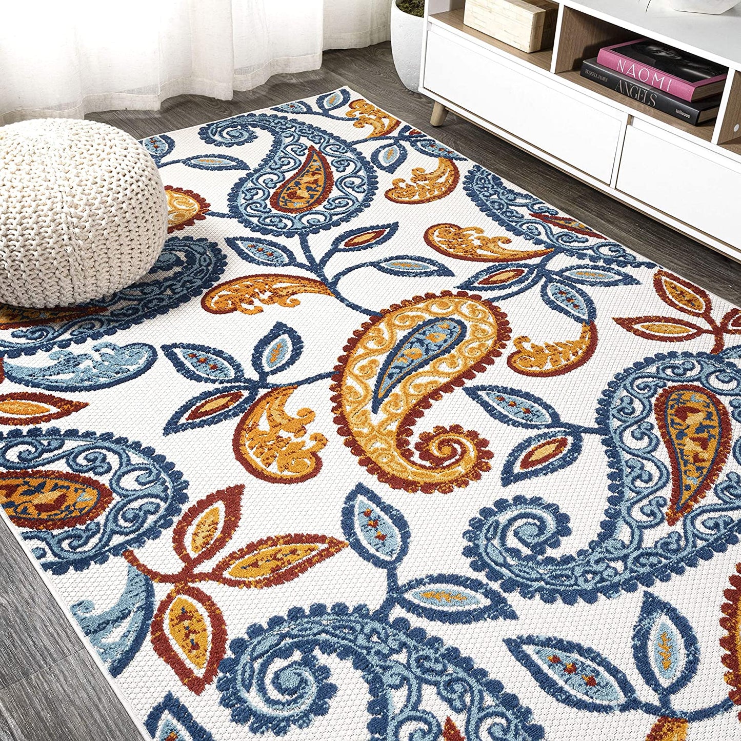 Julien Paisley High-Low Soft Area Rug Indoor Blue/Light Gray