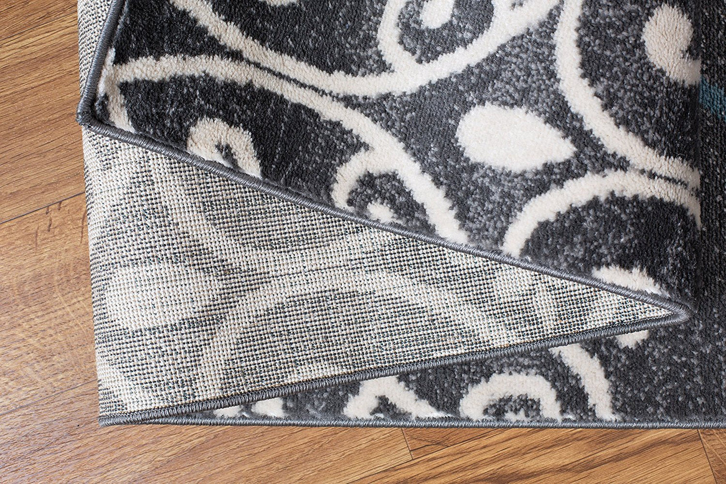 Gray Blue Large Floral Area Rug