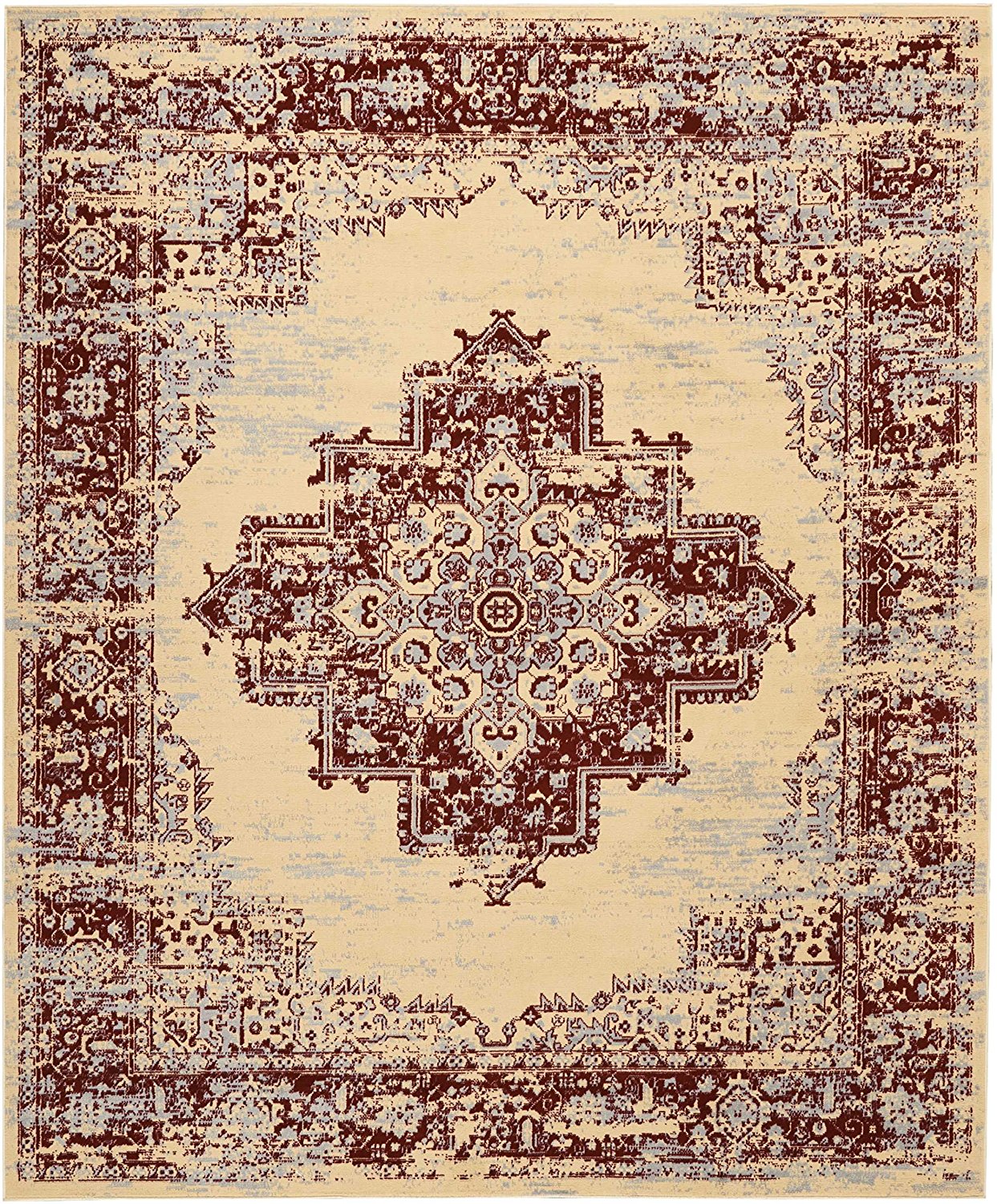 Cream Red Distressed Persian Area Rugs