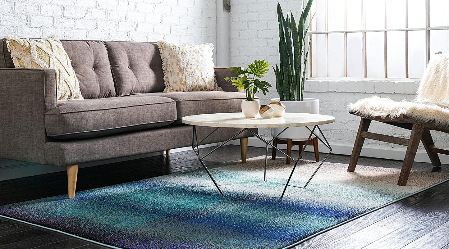 Estrella Collection Vibrant Abstract Blue Area Rug