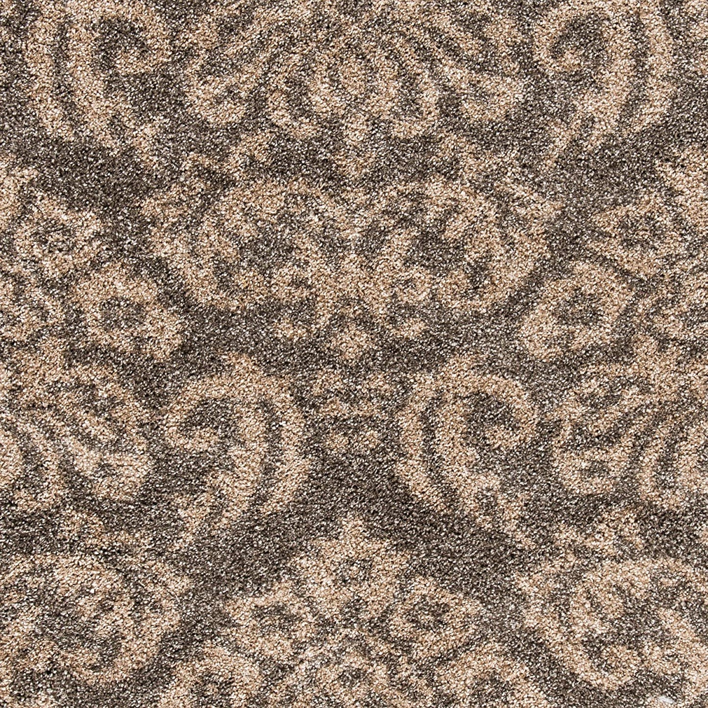 Damask Plush 1.2-inch Thick Shag Area Rug, Smoke / Beige