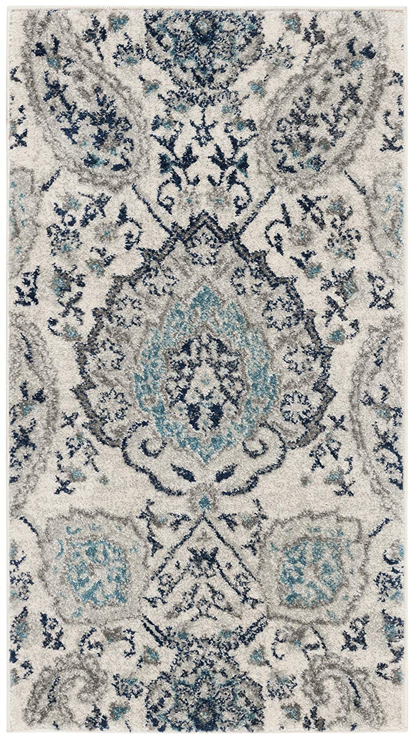 Floral Cream/ Light Grey/Gray Area Rugs