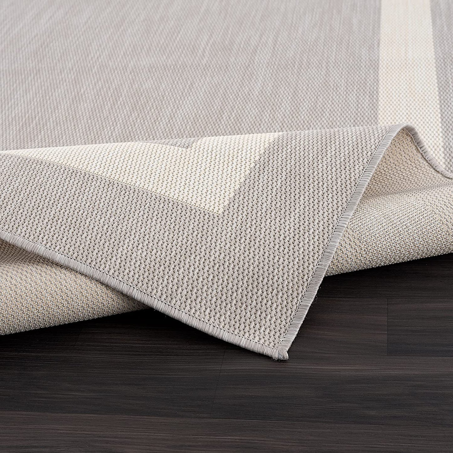 Modern Area Rugs for Indoor/ Outdoor Bordered - Grey / White