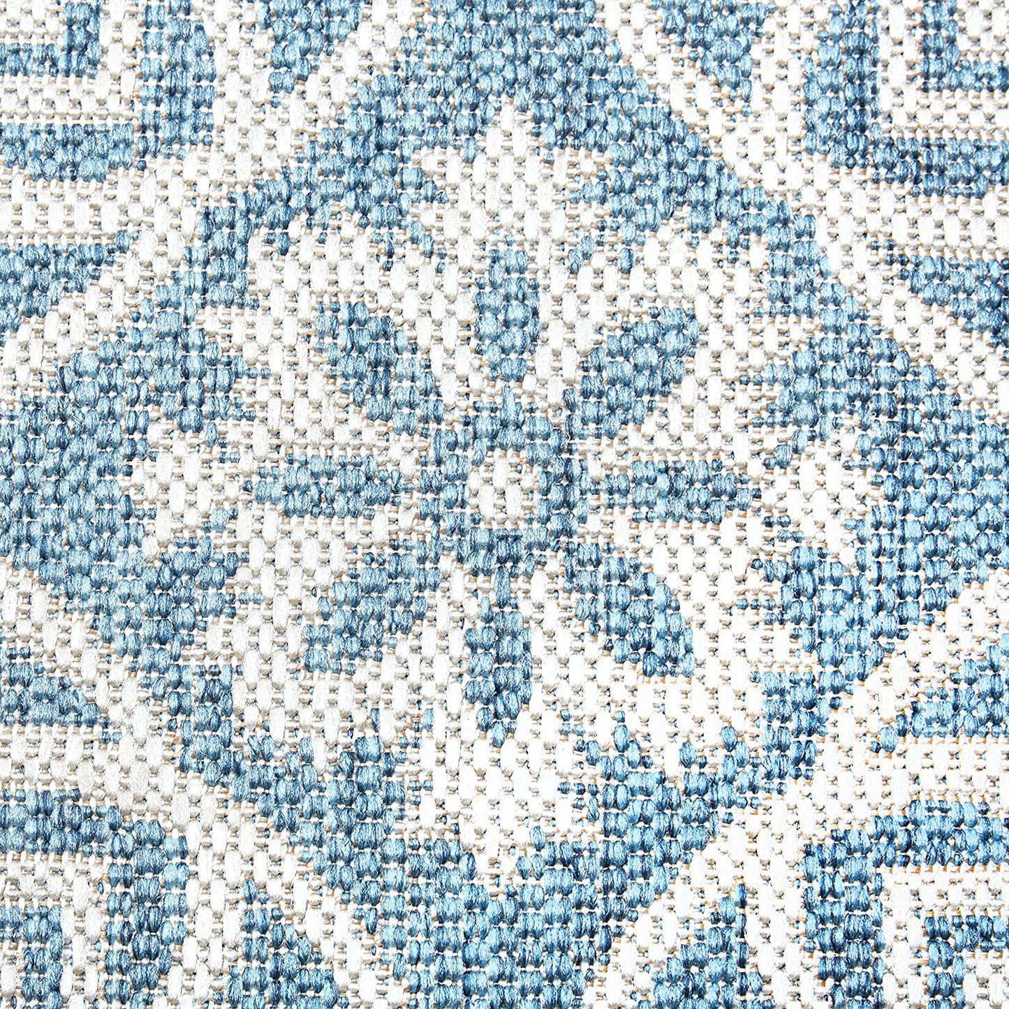 Damask Pattern Blue Grey Indoor/Outdoor Area Rug - UV/Weather Resistant