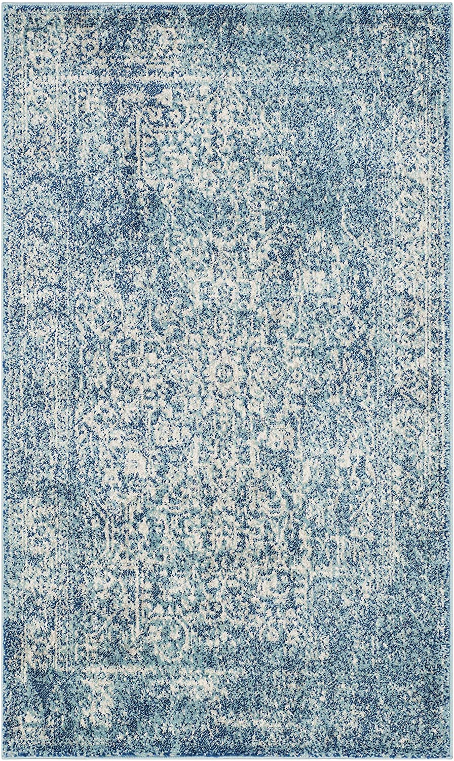 Vintage Oriental Blue and Ivory Soft Area Rug