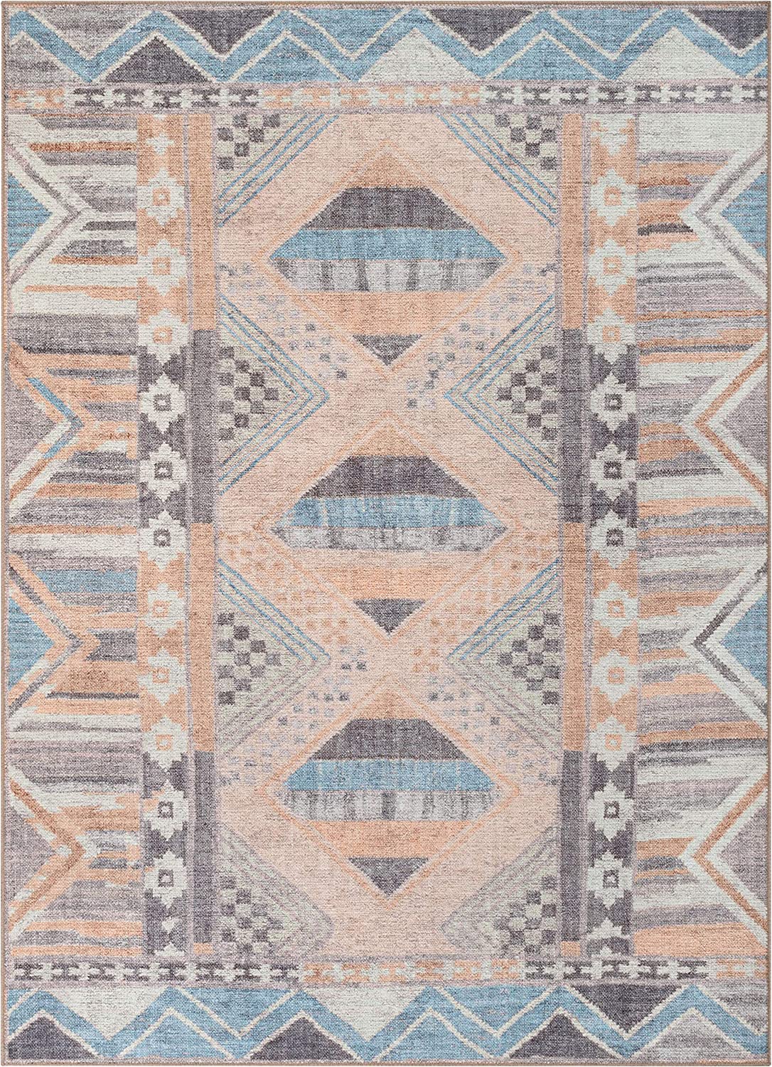 Boron Pink Machine Washable Vintage Distressed Area Rug