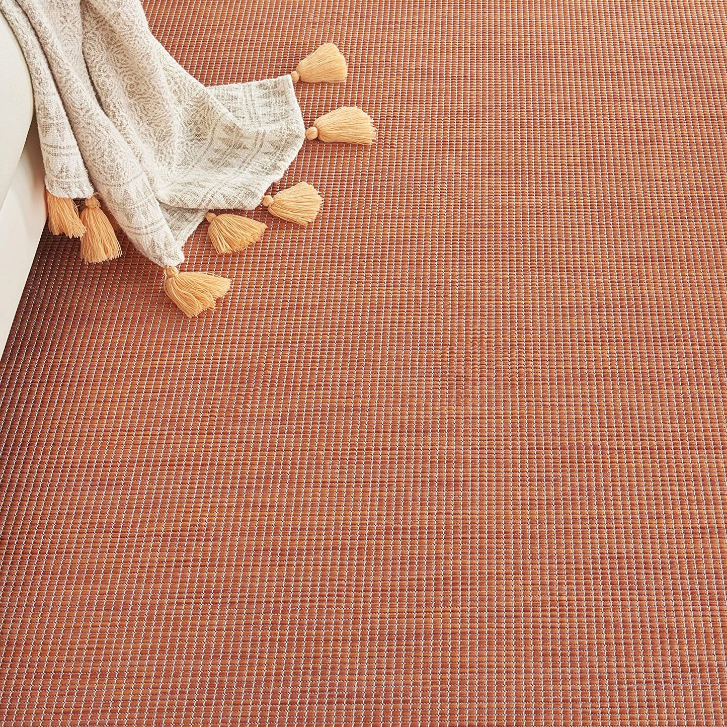 Flat-Weave Indoor/Outdoor Terracotta Soft Area Rug