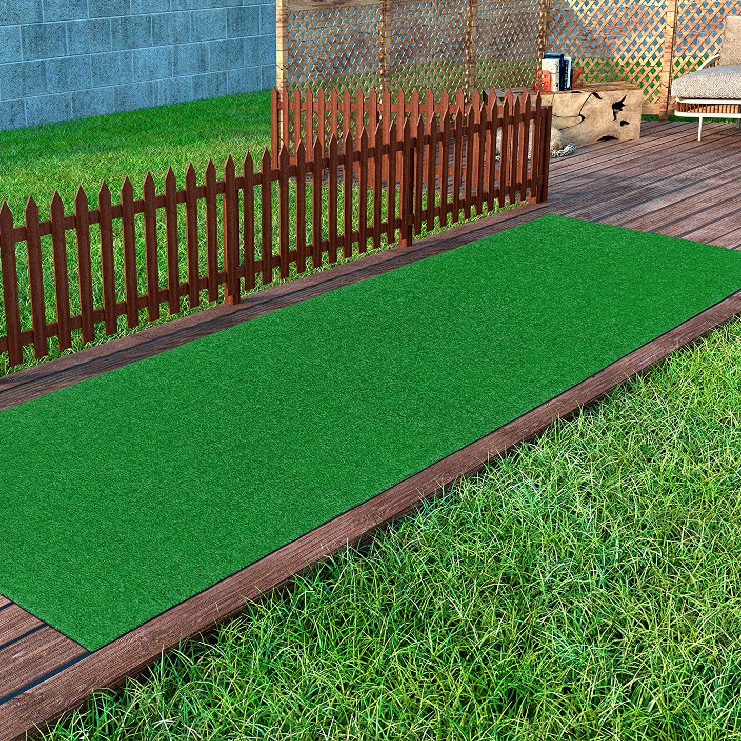 Evergreen Artificial Turf Area Rug, 2'7" x 9'10", Green