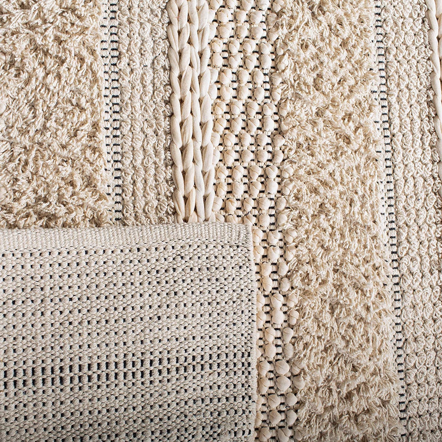 Ivory Handmade Cotton Area Rug